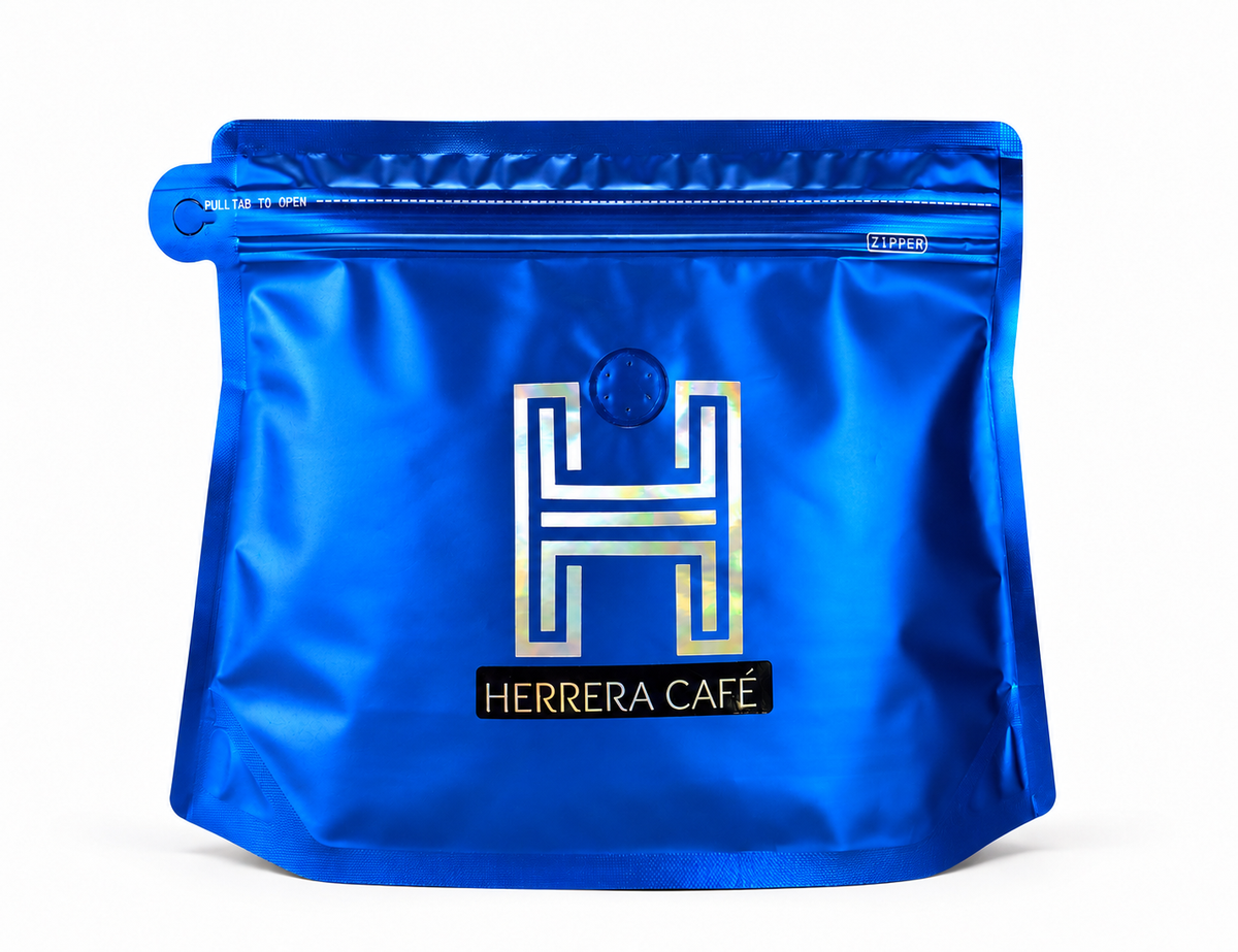 Geisha — bolsa azul de Herrera Café, vista frontal