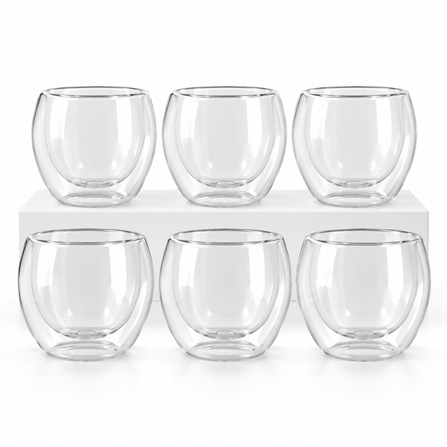 Juego de 6 vasos de vidrio de doble pared