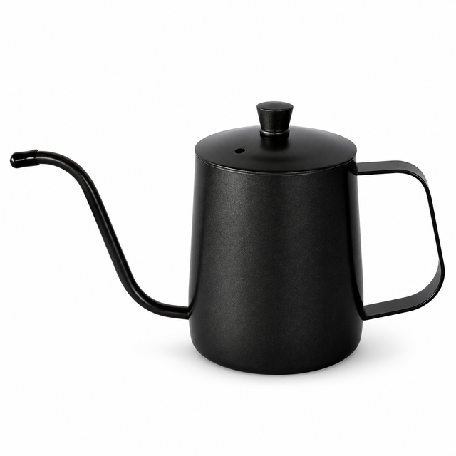 Tetera cuello de ganso negra con tapa
